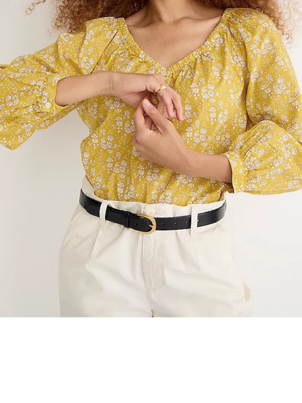 J. Crew Liberty Capel Floral Organic Cotton Open Back Blouse Yellow Small